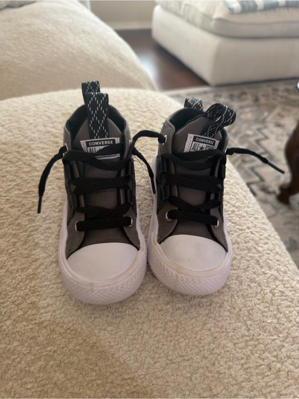 Converse All Star Toddler High Top Sneakers Size 8 Black Gray White